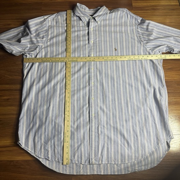 Vintage Polo Ralph Lauren Shirt Mens 3XL Tall Blue Striped Flesh Pony Easter - Picture 3 of 6
